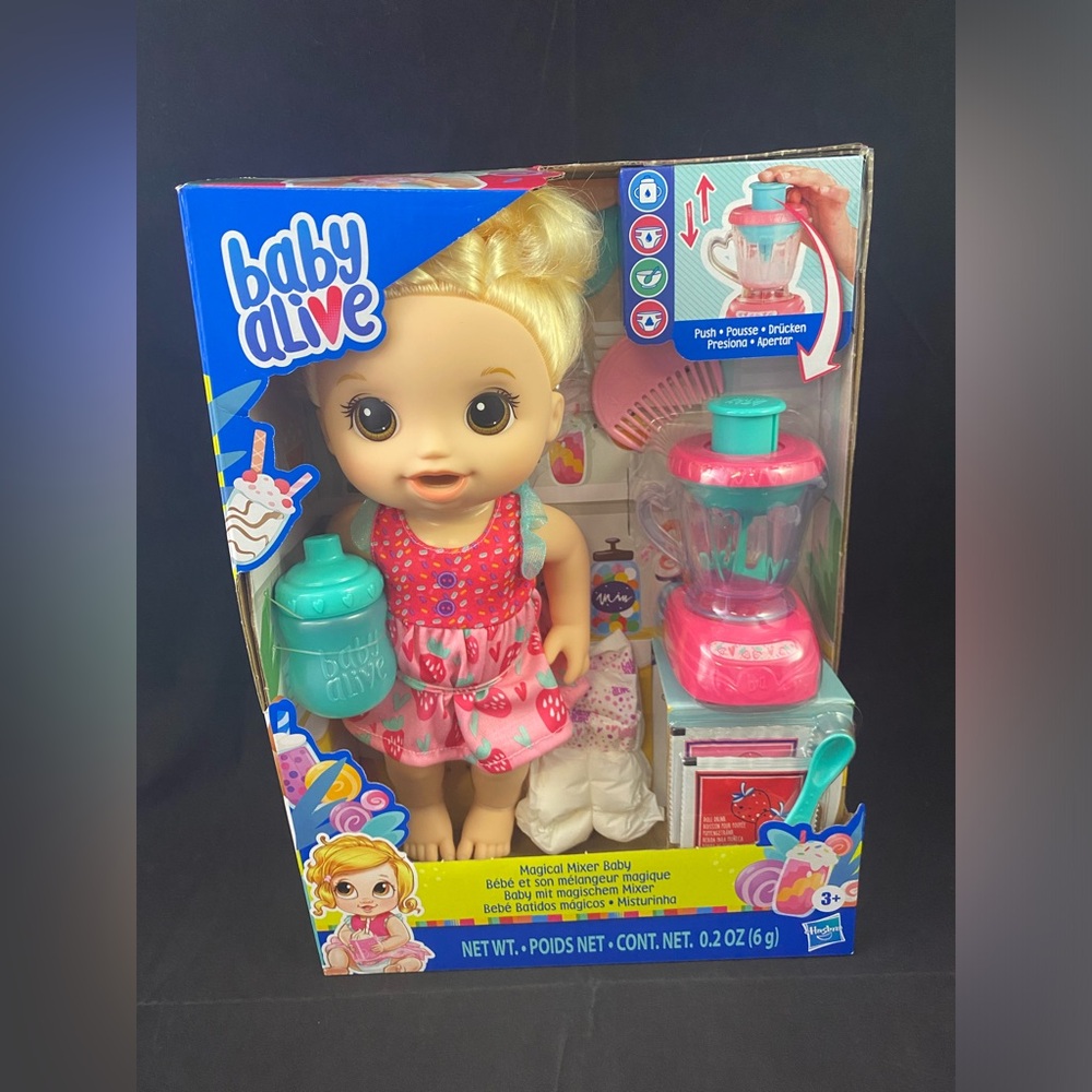 Baby Alive Magical Mixer 14" Girl Baby Doll Berry Shake With Blender with Extras